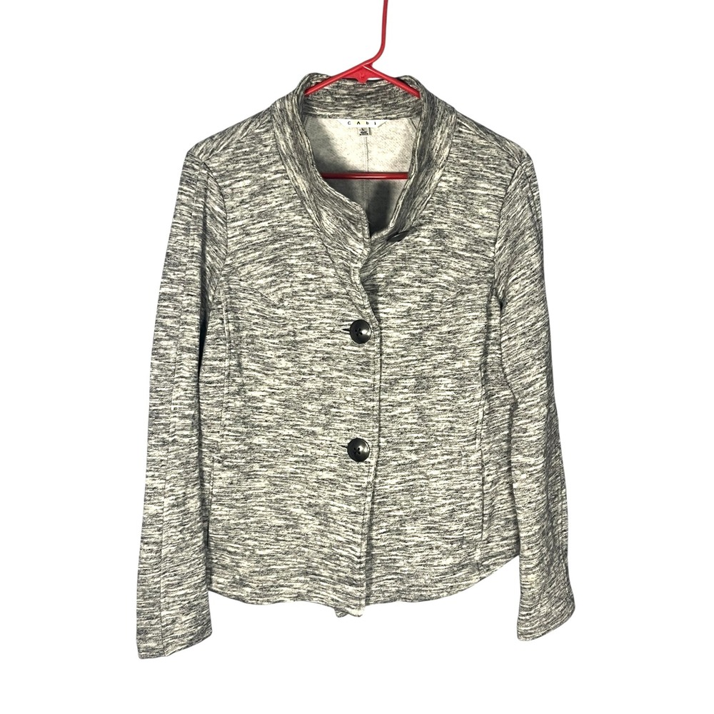 Cabi Women's Heather Gray Fleece Lined Sweatshirt Jacket Pockets L